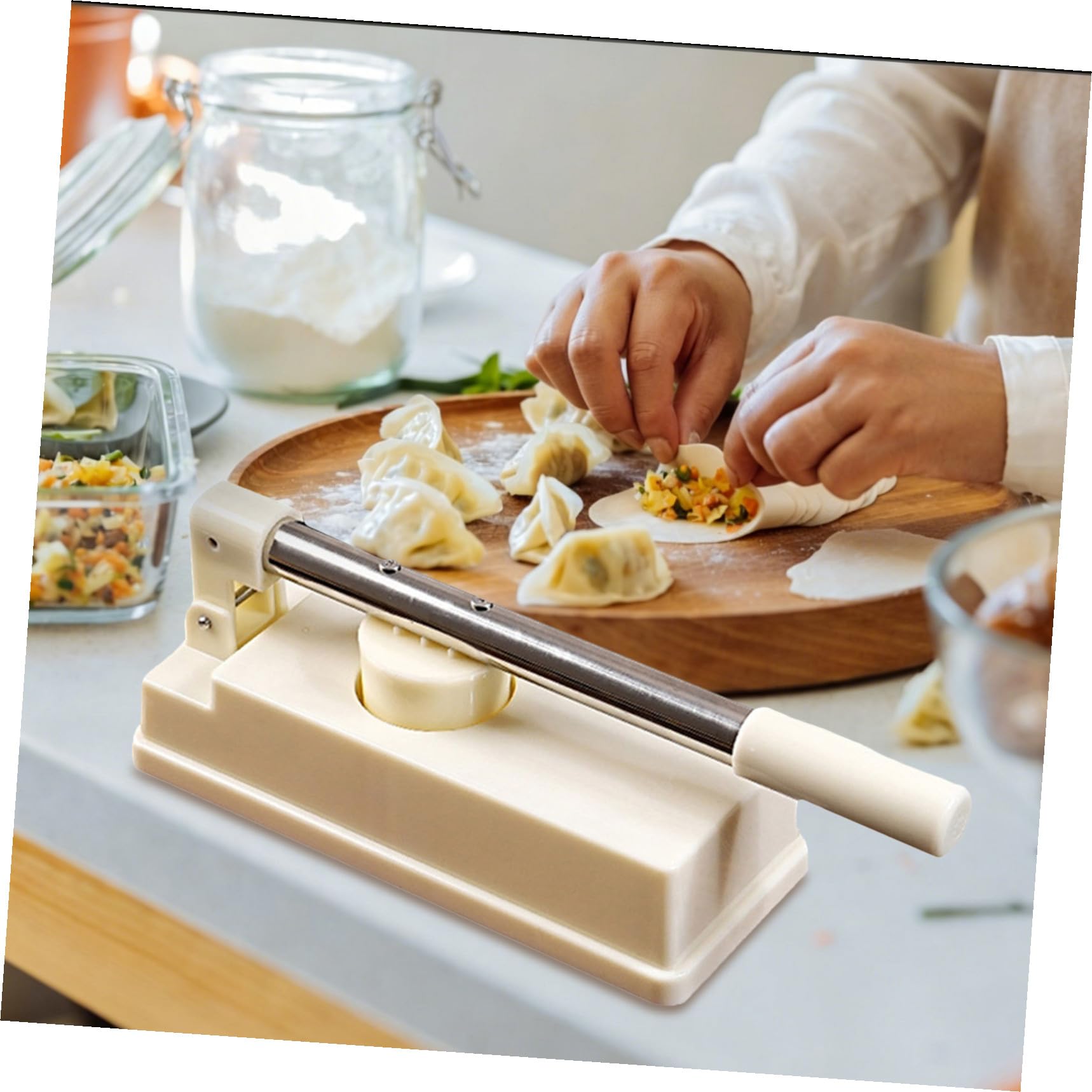 CALLARON Pressa per Involtini e Stampo per Gnocchi in Plastica, Utensile da Cucina Versatile per Ravioli e Pierogi, Manico Esteso per Facile Preparazione e Pulizia Rapida, per Uso