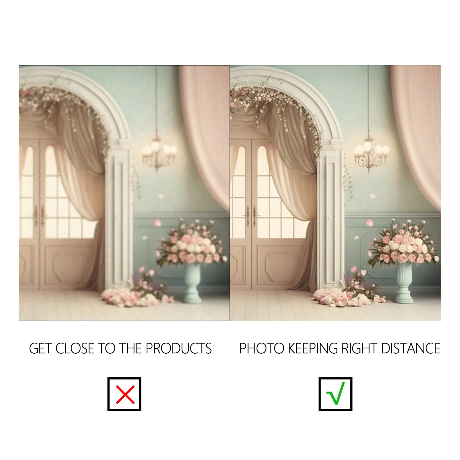 YongFoto 3x2,5m Matrimonio Sfondo per servizio fotografico Camera europea Porta Tessuto Fiore Lampadario Romantico Sfondi per coppia Ricevimento di matrimonio Cerimonia Portrait Photo Puntelli