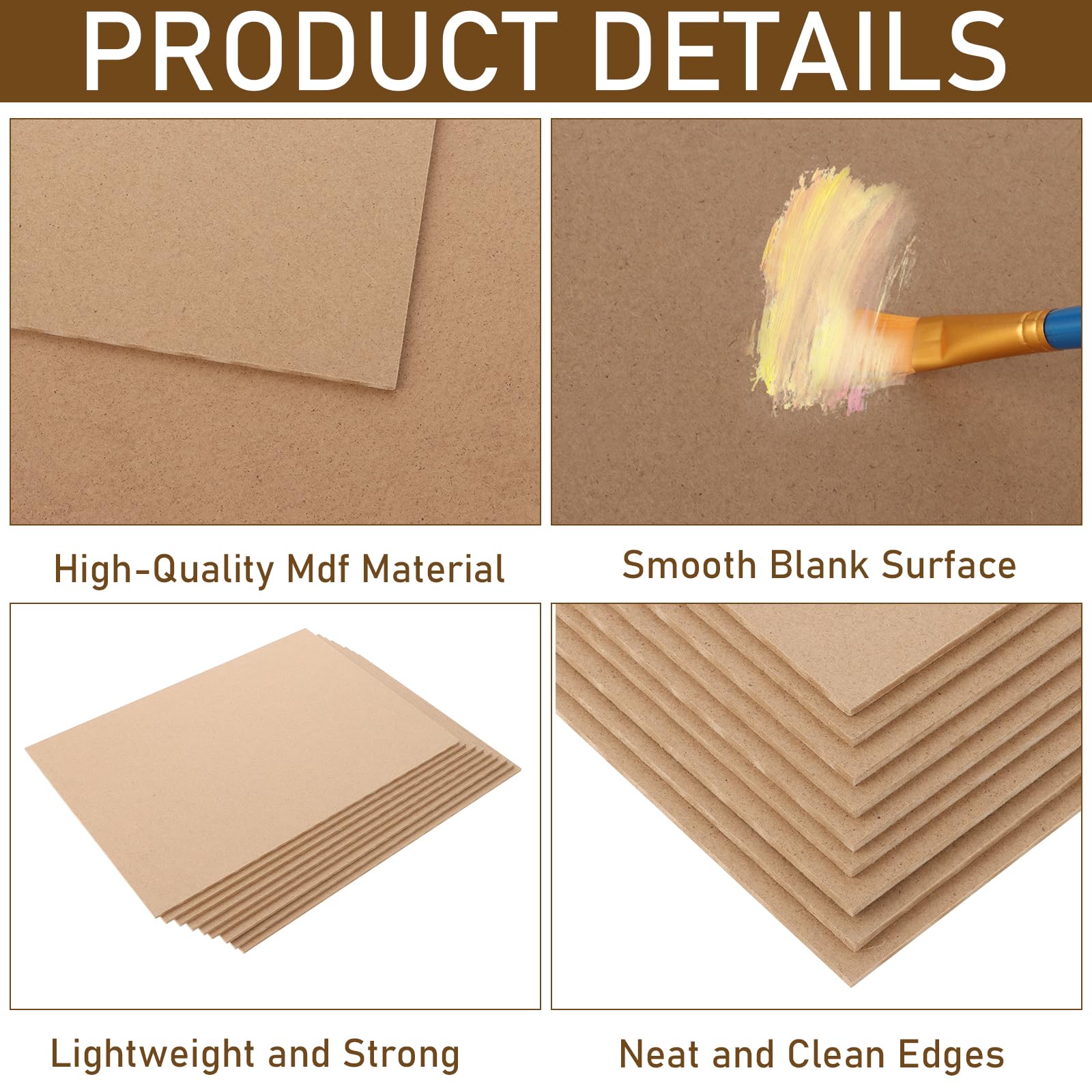 16 placas de madera MDF A4, 300 x 210 x 3 mm, tablero de madera contrachapada DIN A4, placas de madera contrachapada para manualidades, madera contrachapada de álamo de 3 mm, tablero de