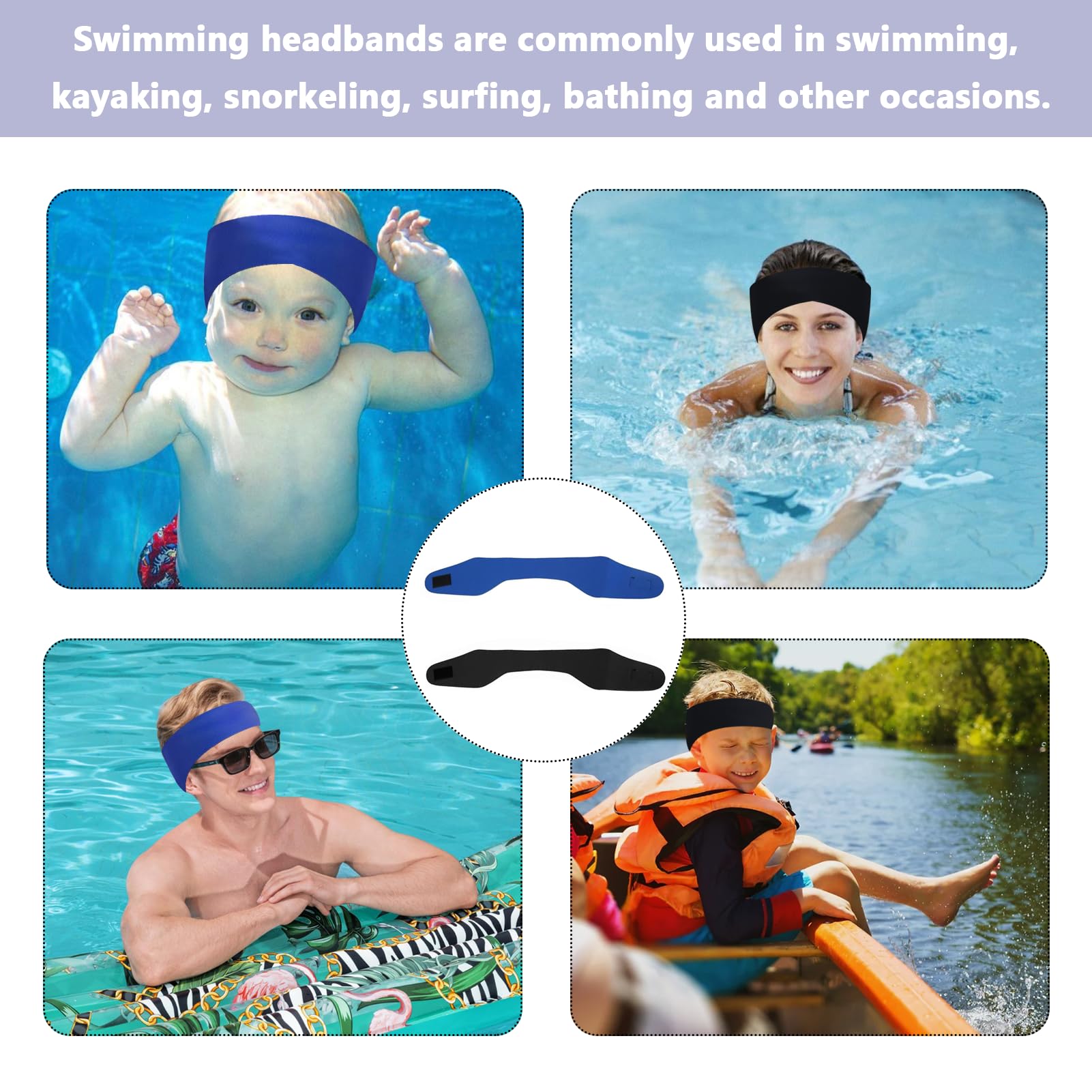 Diadema de natación para niños, diadema de neopreno ajustable, diadema de protección auditiva para piscina, banda deportiva elástica náutica para natación y surf