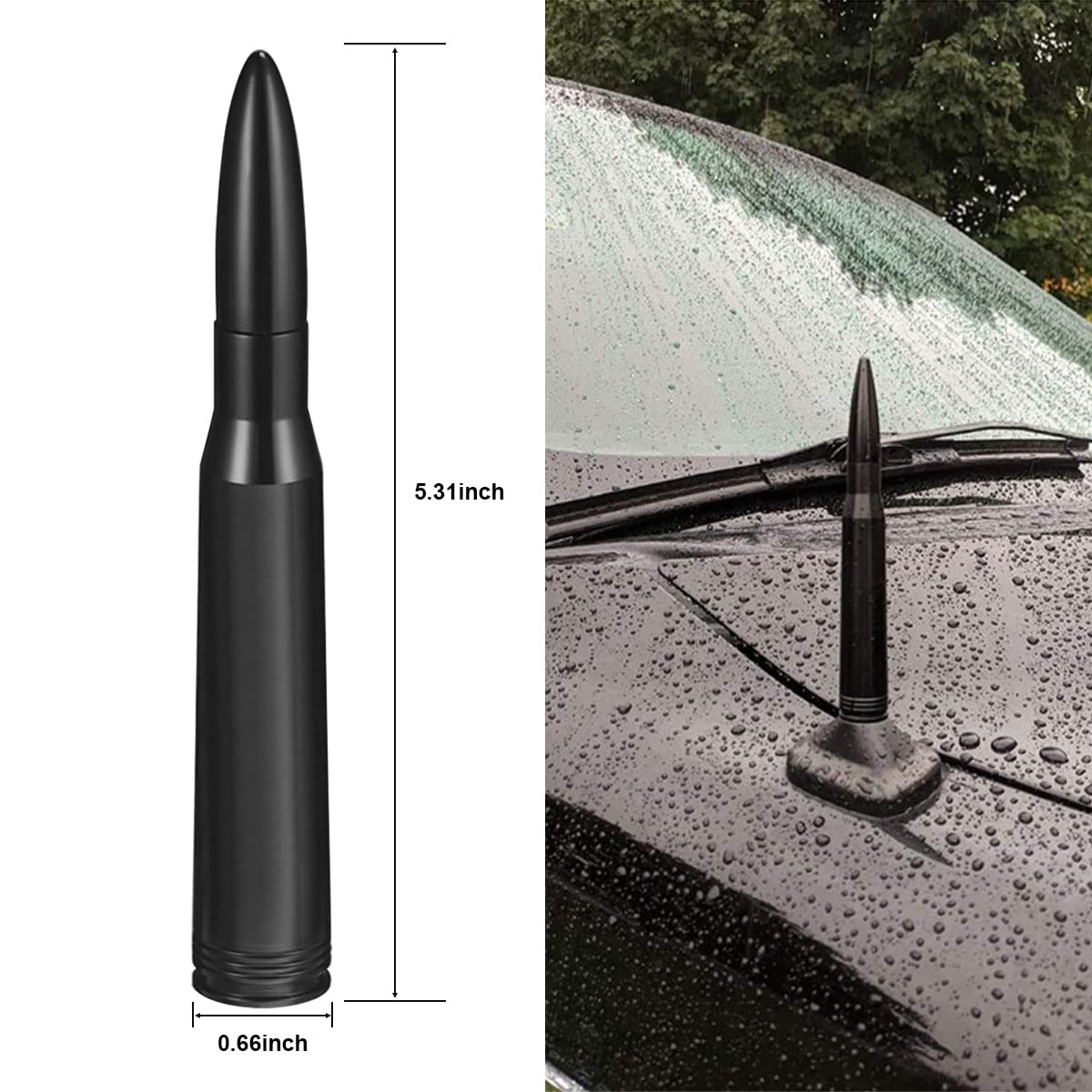 Car Bullet Antenna Universal Vehicle Truck Replacement Antenna, Car Radio Antenna, Cool Car Accessories Widely Compatible with Most Cars, Trucks, and SUVs (Black)