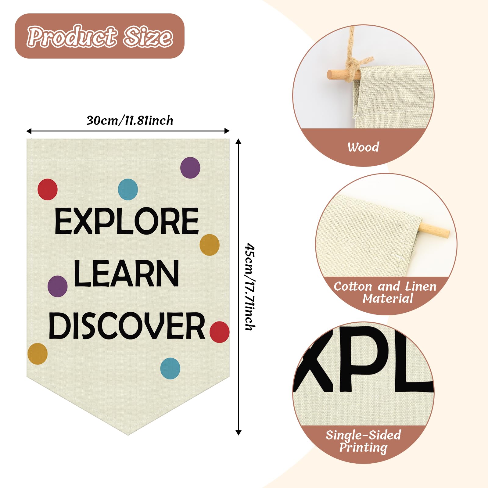 Kids Playroom Wall Banner for Kids Boys Girls Hanging Pennant Flag Learning Banner for Classroom Nursery Playroom Living Room Office Wall Sign Decor Christmas Birthday Gifts Cotton Linen