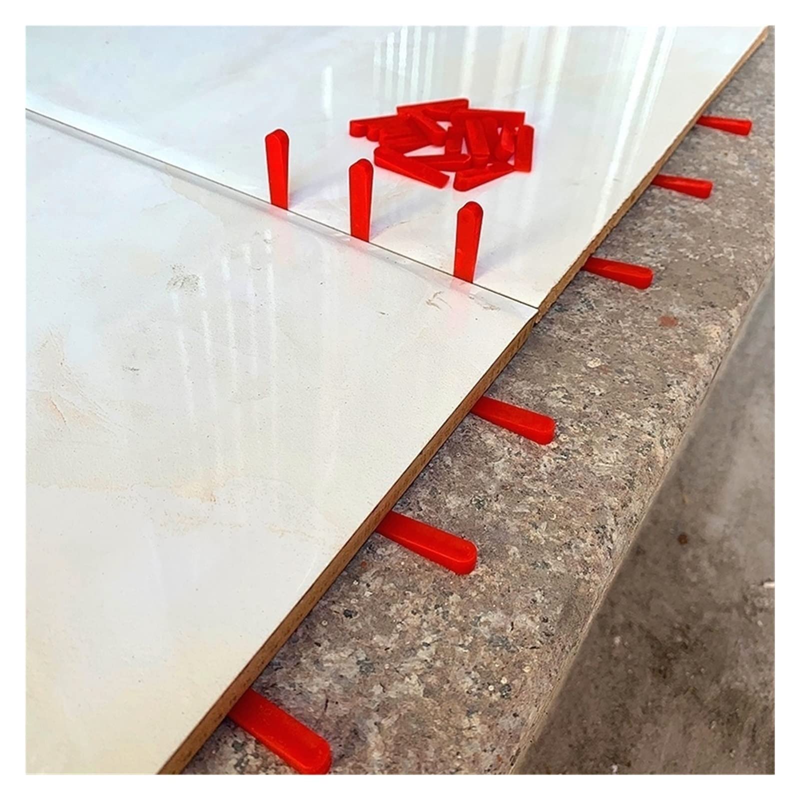 Cvjdfhre One Color Tile Spacers， 100Pcs Plastic Level Wedges Tile Spacers Tiling Flooring Wall Ceramic Laying Tool Locator Clips Construction Leveling Device
