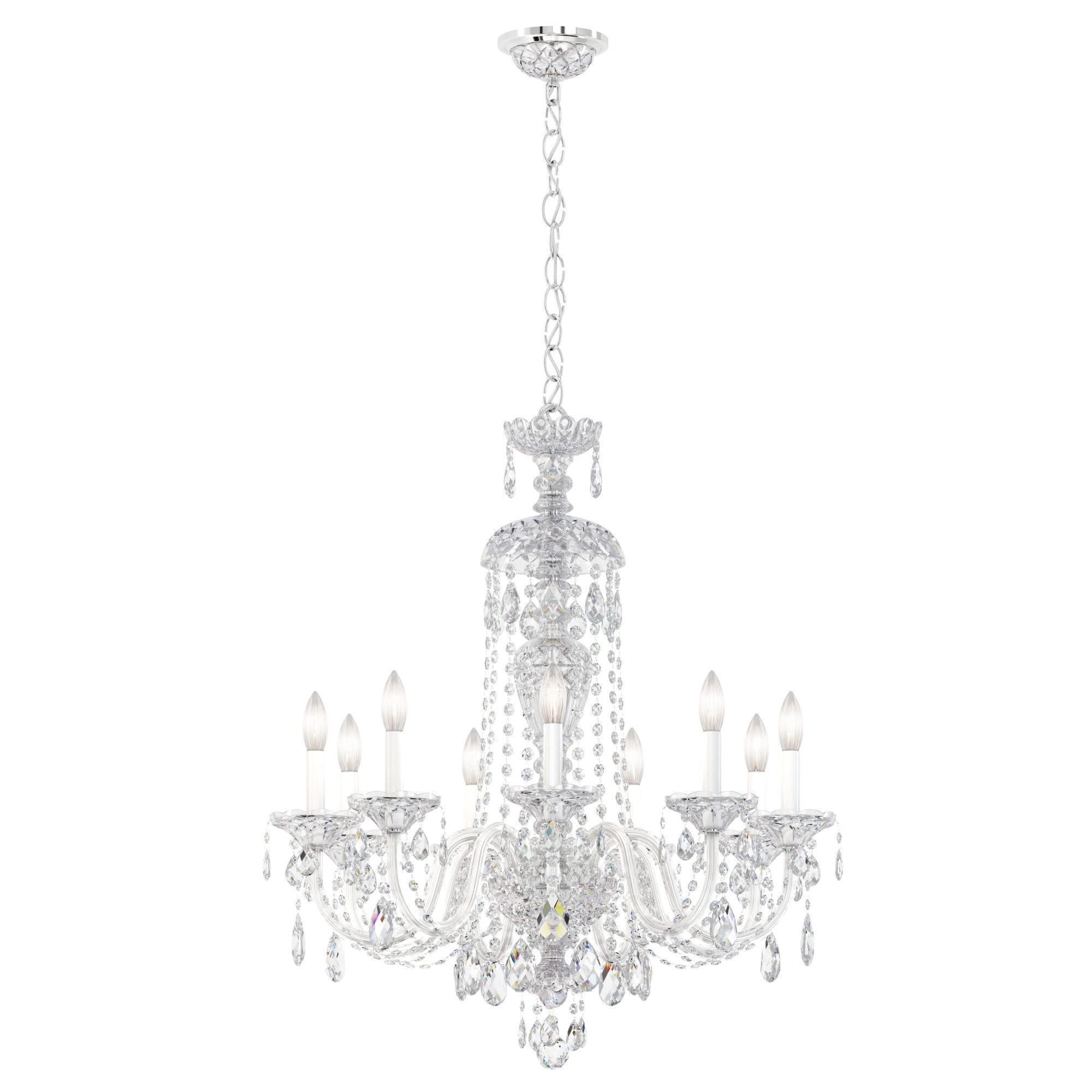 Schonbek 2996-40H Swarovski Lighting Sterling Chandelier, Silver