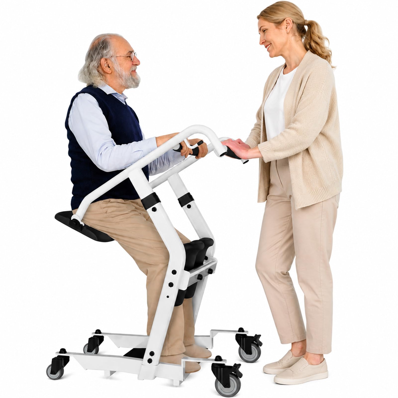 VOCIC AY03 Grúa de bipedestación, transferencia sentado-de pie 180 kg | Mayores en casa, ayuda transferencia cama silla WC, elevador móvil para cuidados diarios, capacidad 180KG