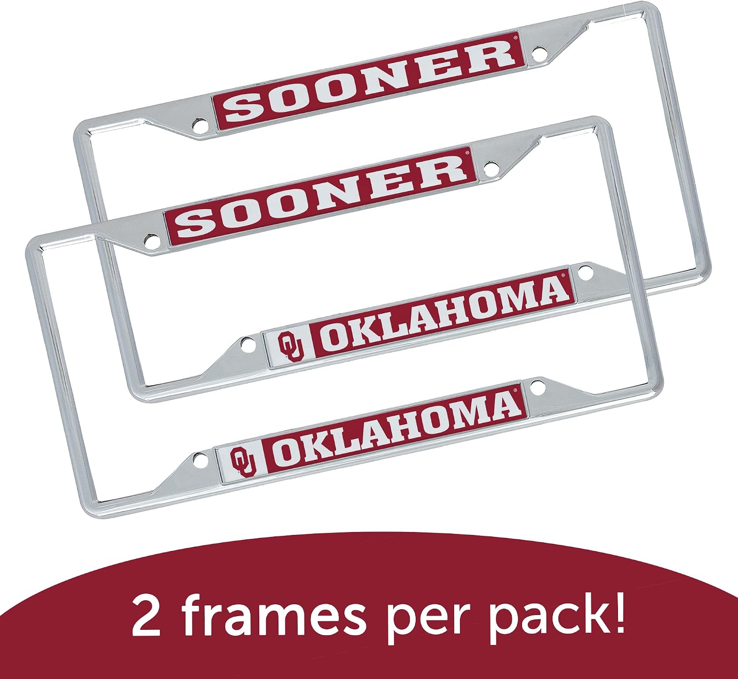 Desert Cactus University of Oklahoma Car Accessories Metal License Plate Frame for Front or Rear of Car (Mascot 2 Pack)