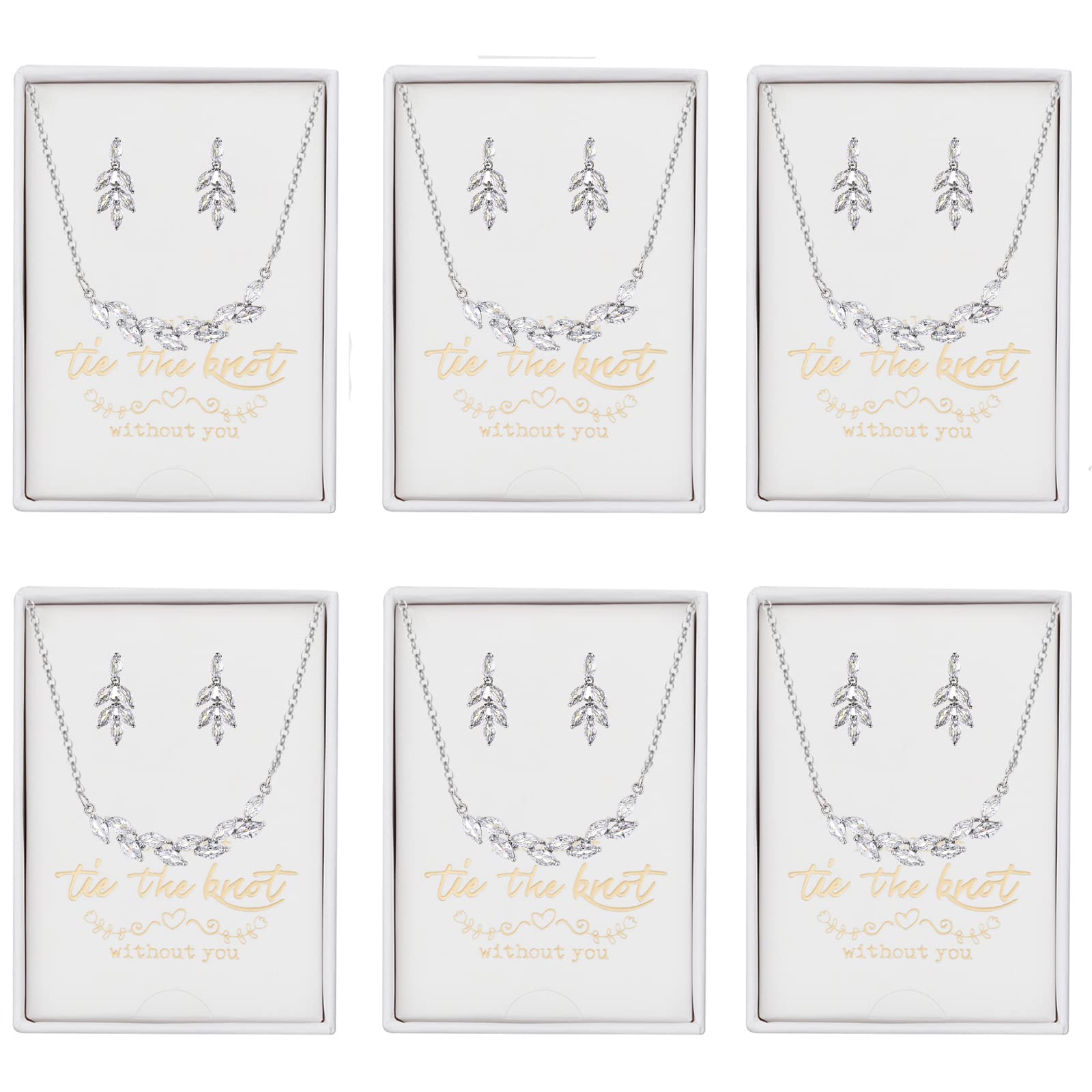 DHQH Bridesmaid Earrings Necklace Set Matte Leaf