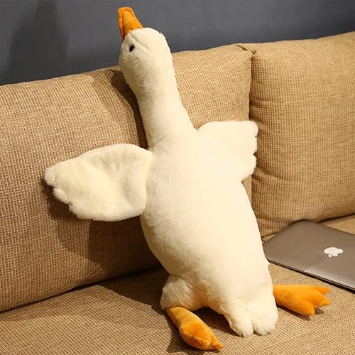 ARELUX Peluche de ganso de 19.7 pulgadas, animal de peluche de cisne blanco, suave y adorable almohada para abrazar, regalo de cumpleaños para