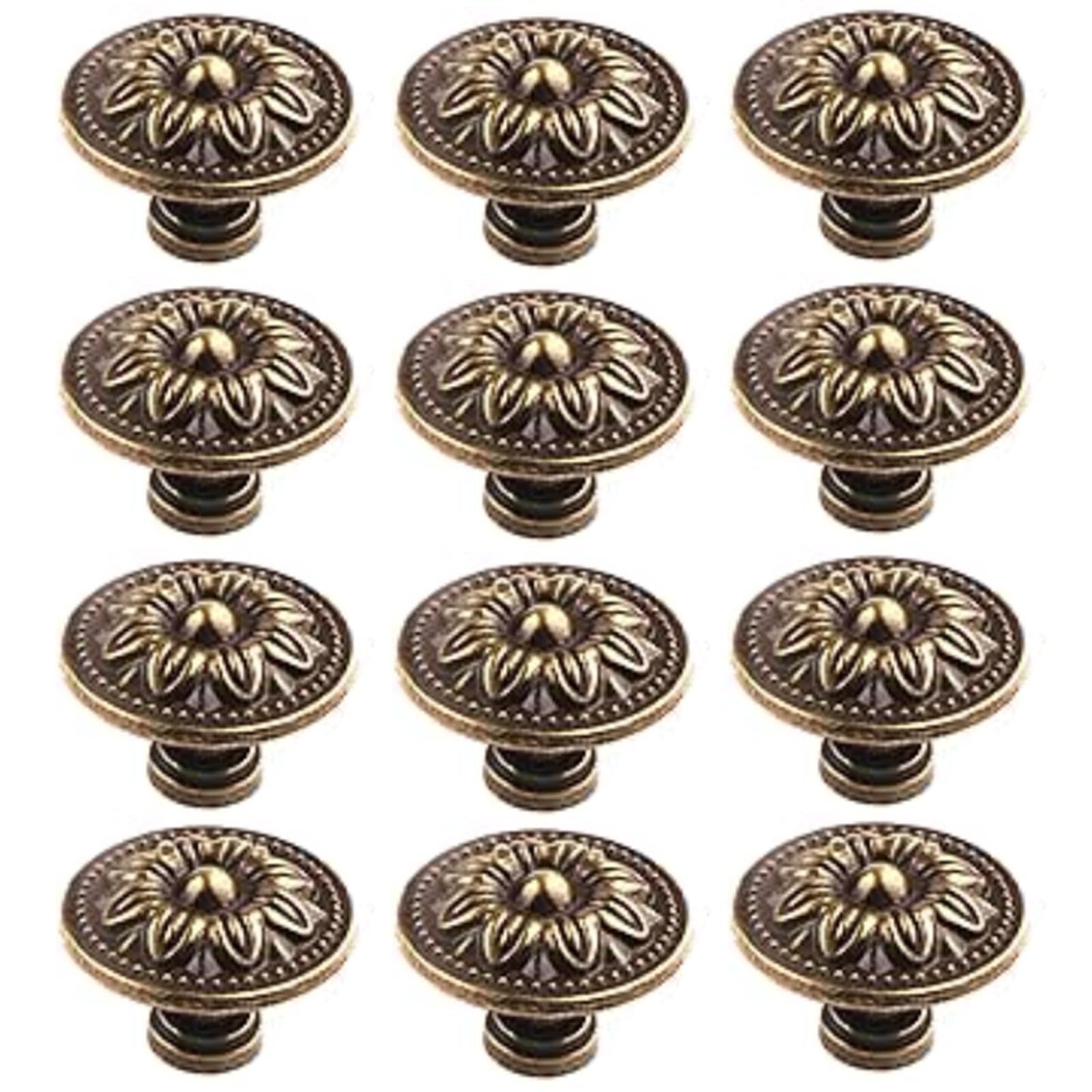 EUREKORA Möbelgriffe Vintage 12 Stück Retro Bronze Schubladenknöpfe 30mm schrankknöpfe bronze antik küchenknöpfe für Schublade Küche Badezimmer Kleiderschrank Kommode