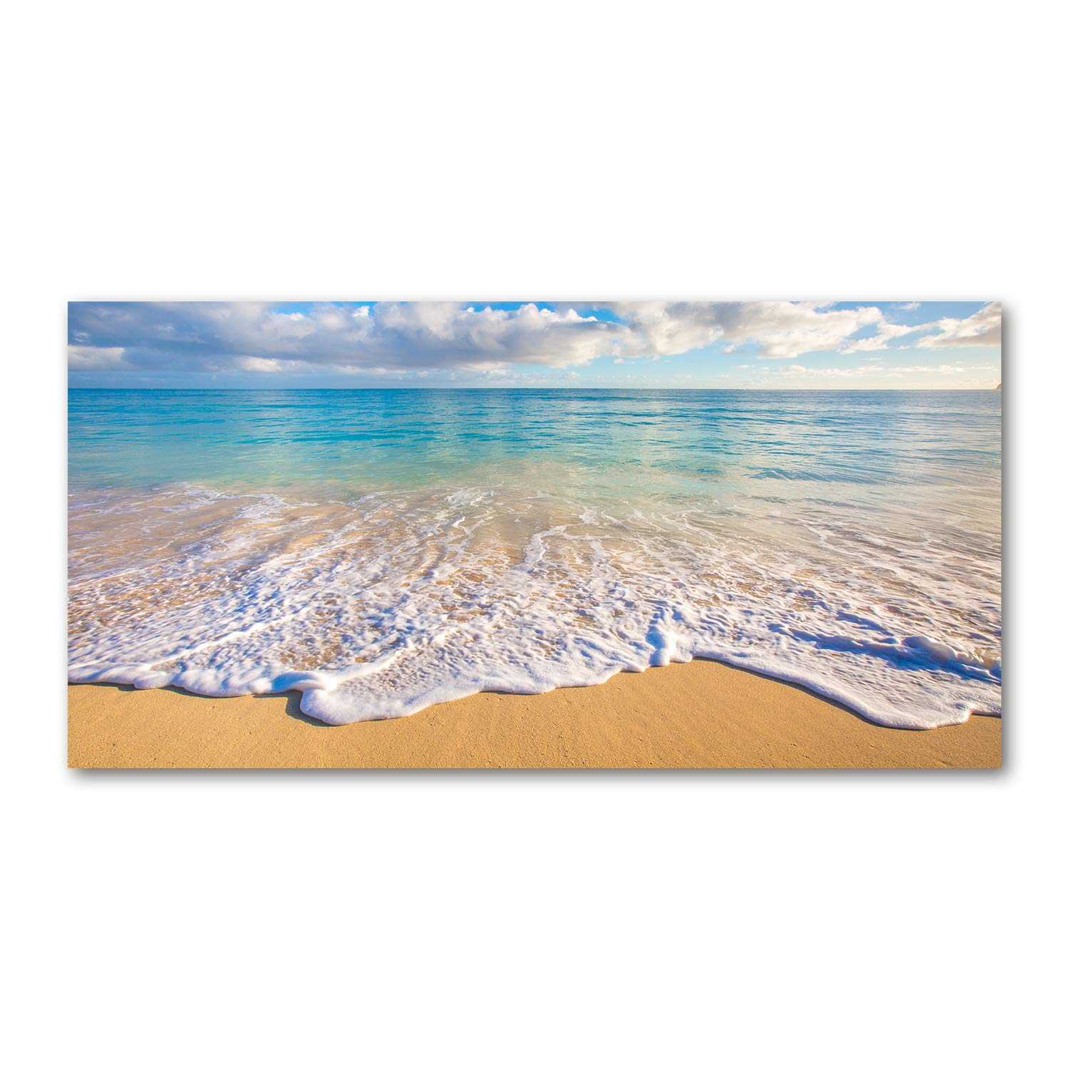 Tulup Crédence de Cuisine 120x60cm Dosseret en Verre Fond de hotte Verre de sécurité trempé Splashback Guard - Paysage - Bleu - Plage Hawaïenne