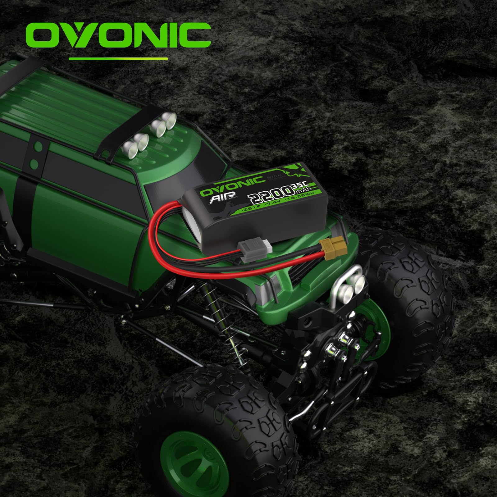 OVONIC Batteria 2S Lipo 35C 2200mAh 7,4V con spina XT60 per elicottero aereo specifico per aereo 1:14 RC Car RC (2PCS)