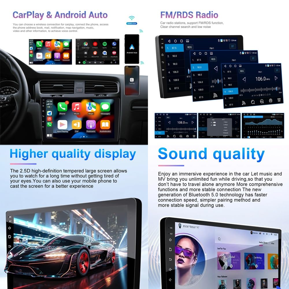 Wyświetlacz Carplay dla Suzuki Every 2016-2021 Z Kamerą Cofania, Mirror Link, Sterowaniem Głosowym I Radiem Fm, 4 Rdzeń 1G+16G
