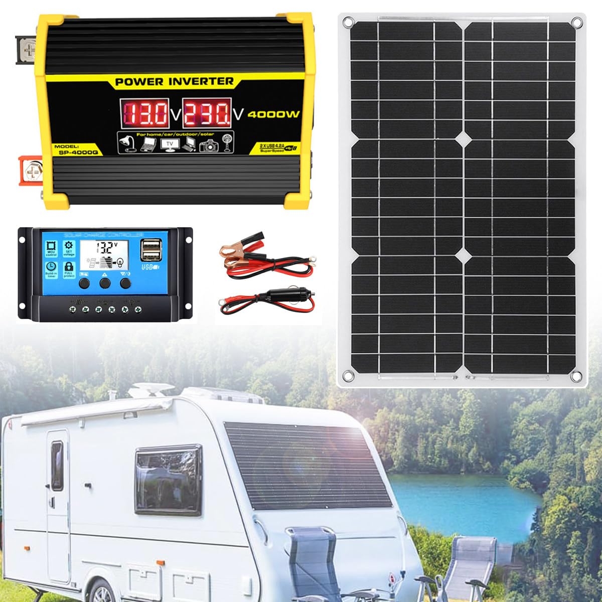 Kit Pannello Solare Flessibile 100W 18V - Con Regolatore 10A Per Camper, Barche E Tetti