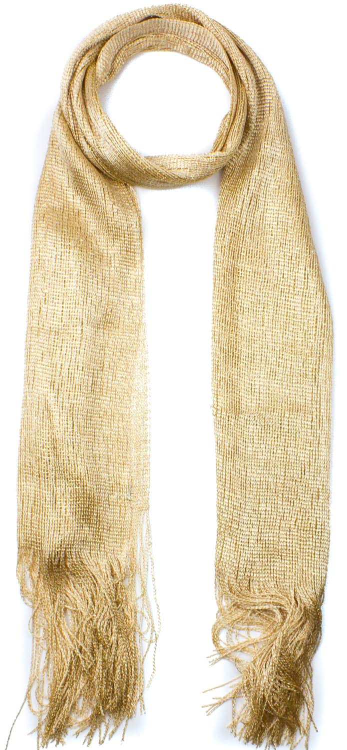 Mytoptrendz® Sparkly Gold Lurex Scarf with Fringe Womens Metallic Net Shawl Evening Wrap Mesh Shimmer Pashmina Wedding Bridesmaid Wrap Formal Dresses Cover-Up for Parties,Prom (Gold) GD