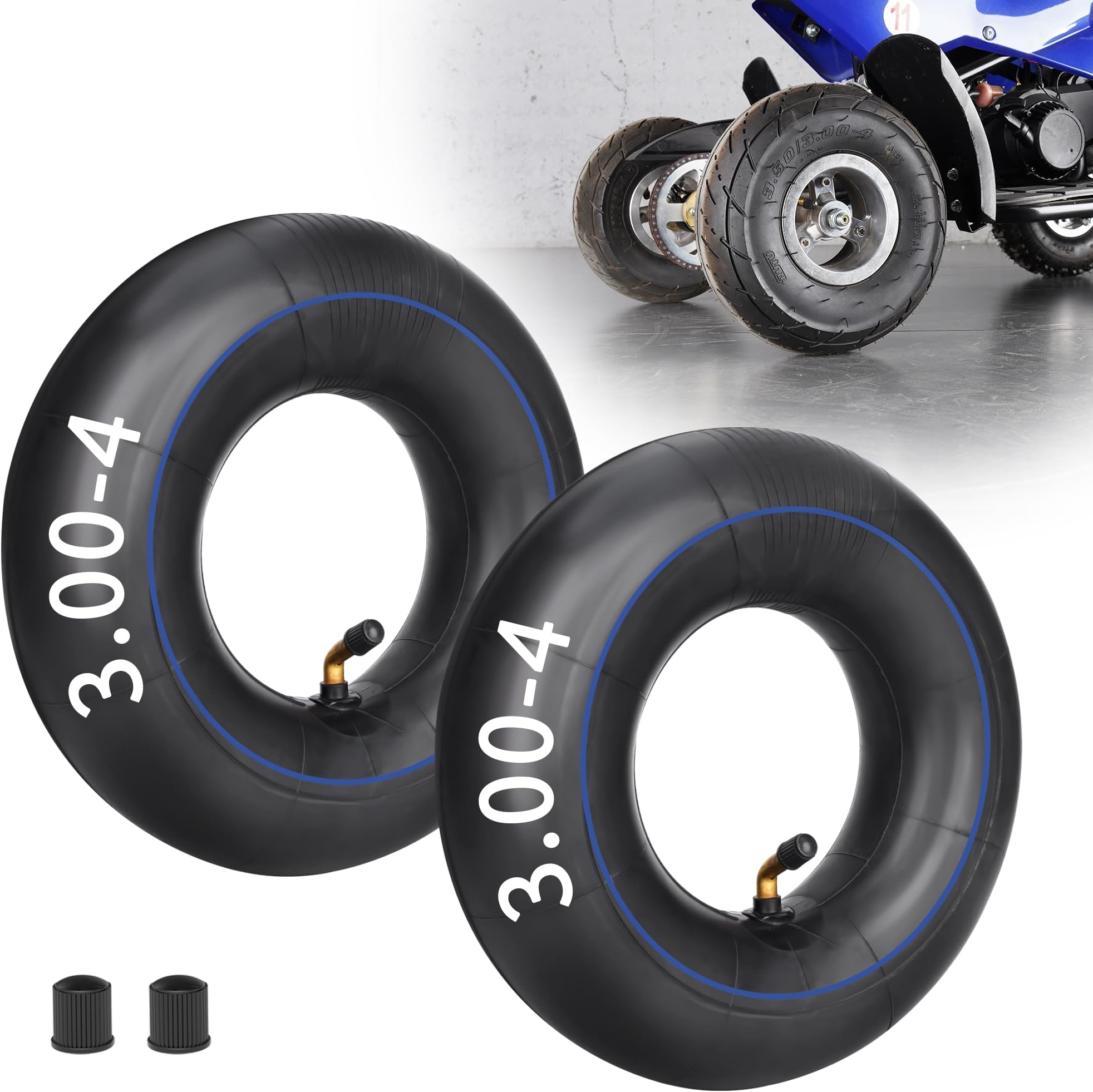 RUTU 3.00-4 3.00 X 4 Inner Tube 2 Pack for Gas Electric Scooter E300 E325 E-400 450 IZIP I-400 Jazzy PaceSaver Pocket Rocket Chopper Mini ATV Go Kart Goped Bladez Power Chair