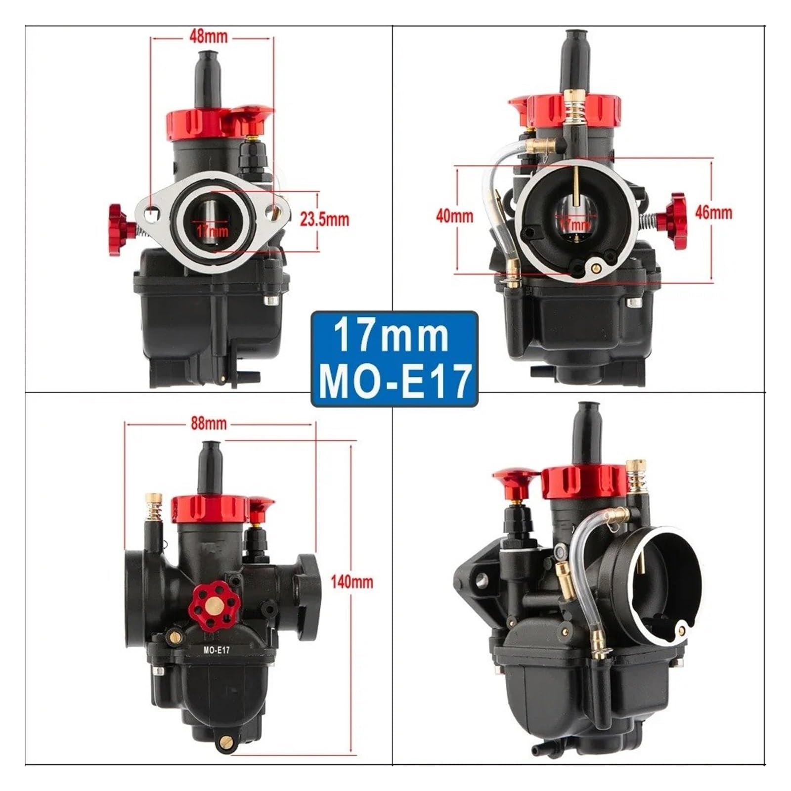 Motosierra Carburador Carburador De Motocicleta 80CC - 250CC Para Brida Negra PE Piezas Internas Repuesto Para Ciclomotor Bicicleta Para GY6 Pitbike Pete(19MM)