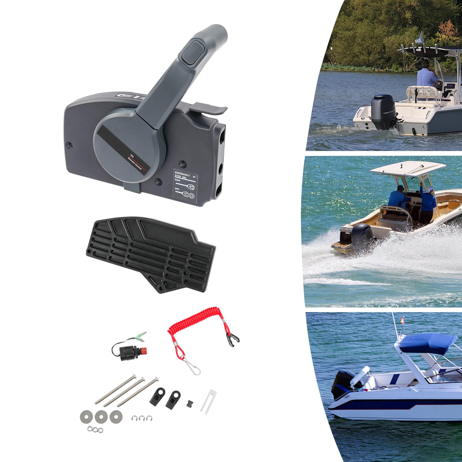 Caja de control remoto fuera de borda ligera, válvula de acelerador y control de palanca de gas con cuerda de seguridad, control preciso, para pequeños barcos de pesca, yates de recreo