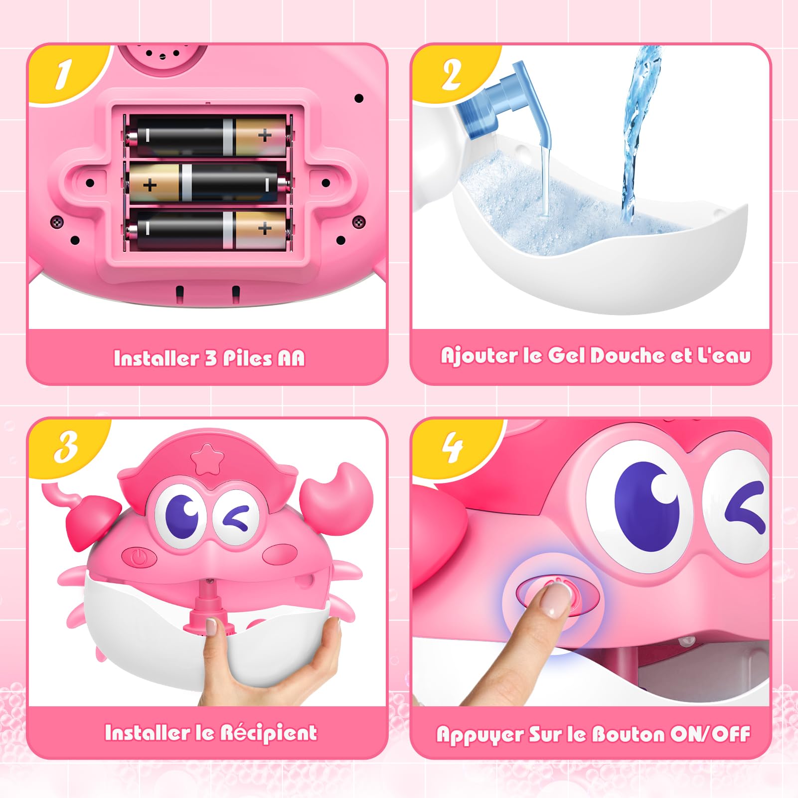 iKidiki Crabe Tummy Time - Jeux de bain pour enfants de 1 à 5 ans - Jouets de baignoire, cadeau d'anniversaire pour bébé
