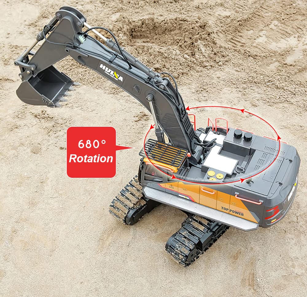 Huina 1592 Pelleteuse RC Métal 1:14 Véhicule de chantier pour enfants à partir de 8 ans