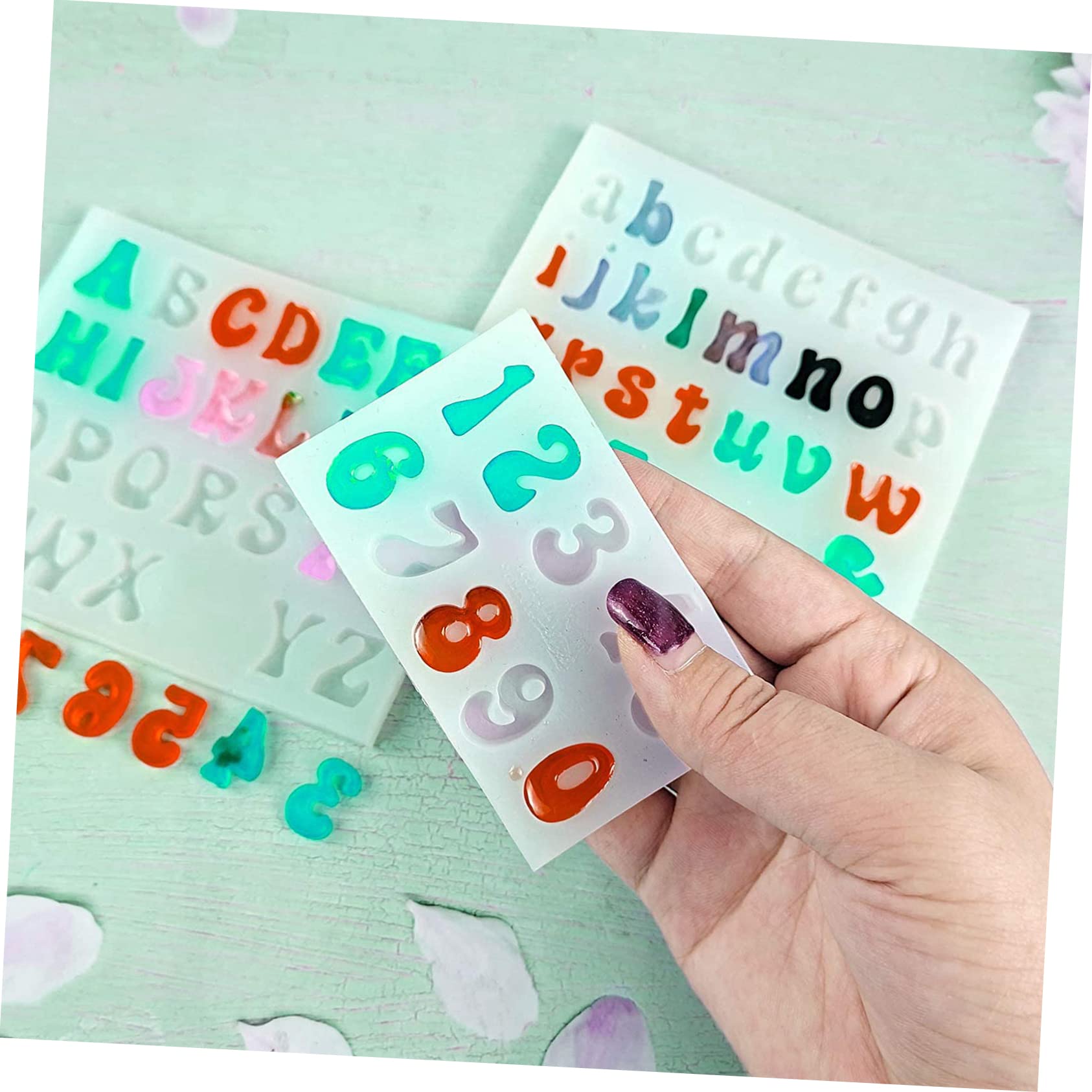 Housoutil 2 Series Moldes De Silicona Para Manualidades Moldes Reutilizables Antiadherentes Para Números Y Letras Fáciles De Desmoldar Y Limpiar Duraderos Para Bricolaje Resin 3 Piezas*2