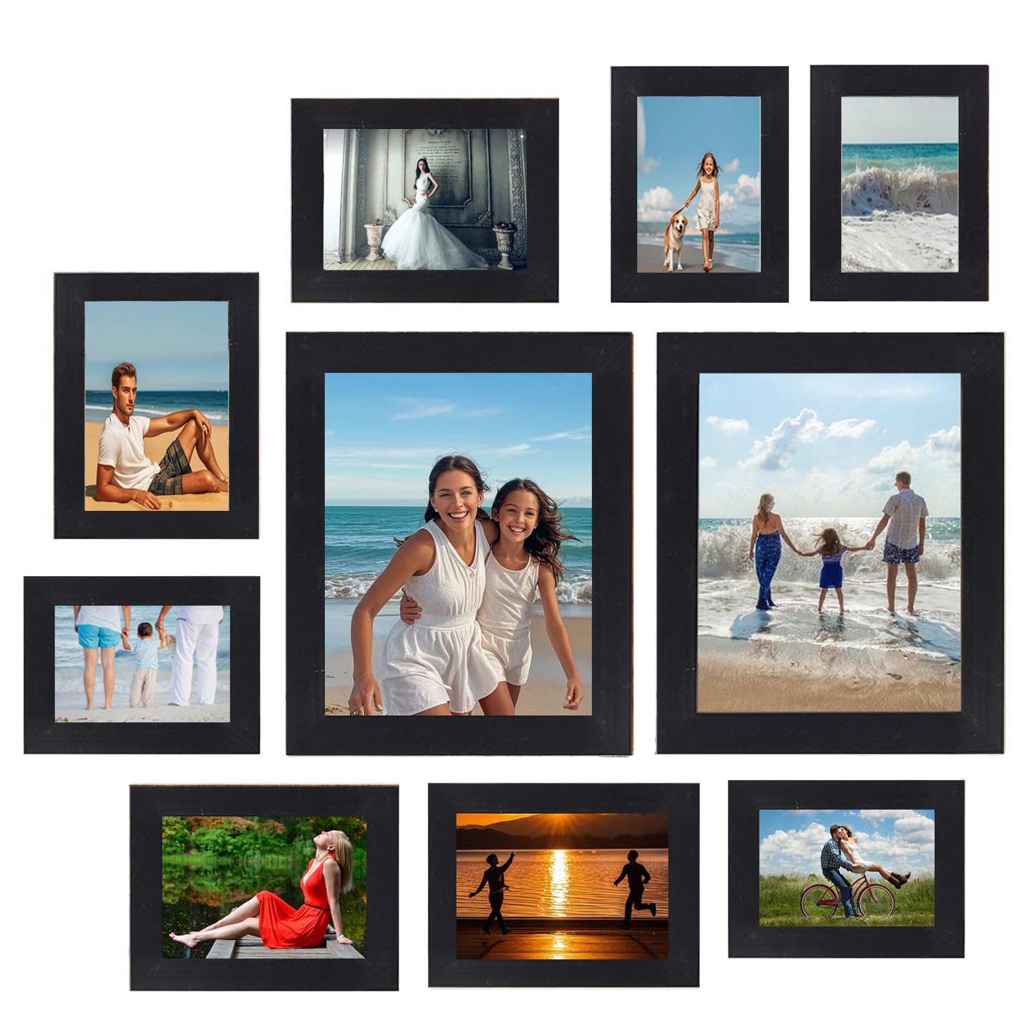 8x10 Collage Eletecpro Aluminum Gallery Wall Frame Set Of 7, Including 1Pc 11x14, 2Pcs 8x10, 4Pcs 5x7 Photo Frames For Wall Or Tabletop Display, Multiple Sizes S Collage Wall Decor, Black Picture