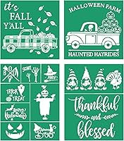 Vista 14 de JAJADO Plantilla de pantalla de seda con texto en inglés "Hello Fall", plantillas adhesivas reutilizables de otoño, transferencia de malla de tiza