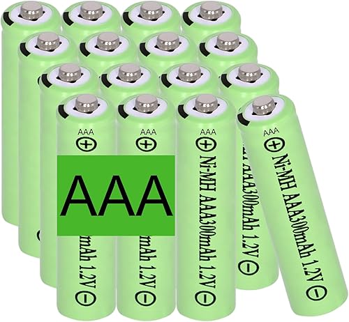 Paquete de 16 baterías recargables Ni-MH de 1.2 V AAA 300 mAh para lámparas solares de césped al aire libre, luces solares, control remoto