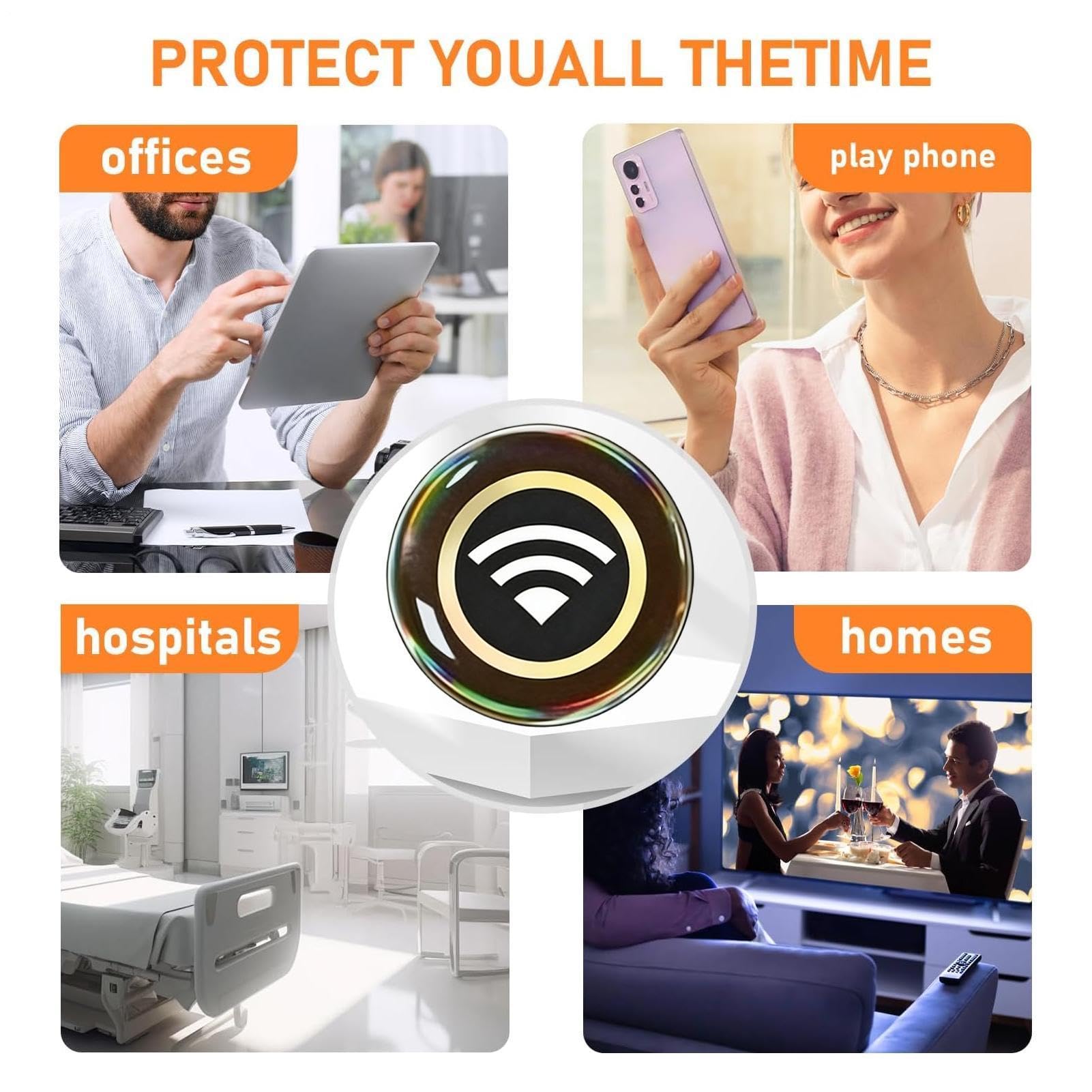 Adesivi Neutralizzanti per Telefono Cellulare,6 Pezzi Adesivi Protettivi Decorativi, Anti Radiazioni Con Motivo Segnale WiFi - Per Tablet Monitor Stampante Router TV Dispositivi Elettronici