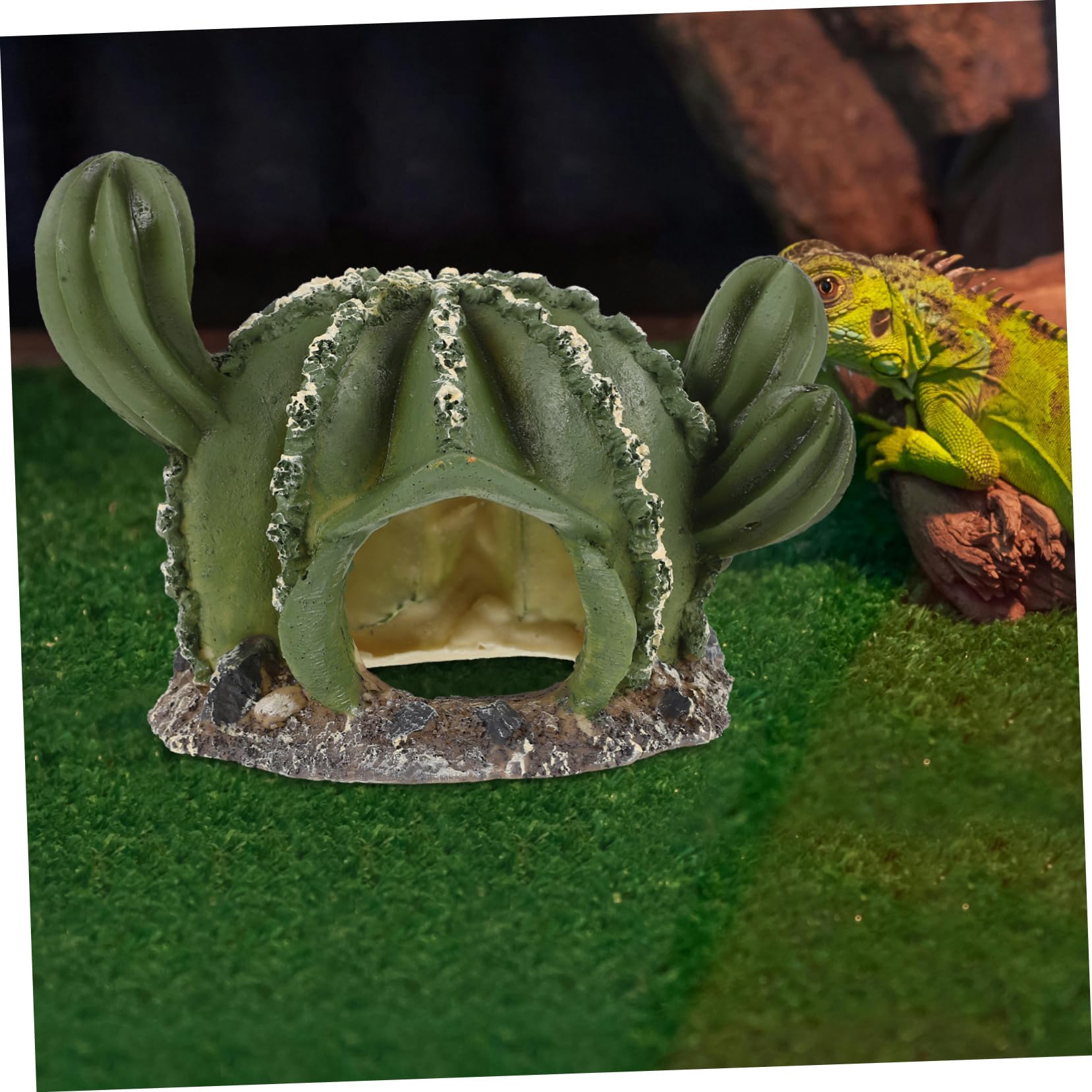 Happyyami 3piezas Cueva Decorativa para Reptiles Forma De Cactus Refugio Práctico para Terrarios Escondite Natural para Lagartijas y Serpientes Accesorio De Paisajismo para Tanques De