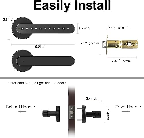Miniatura 5 de Pomo de puerta inteligente con teclado, cerradura de puerta de entrada sin llave, cerradura de puerta con código de asa, cerraduras de puerta para