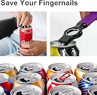Vista 3 de Paquete de 2 abridores de latas de refresco y abridor de botellas de cerveza para bartender con mango de silicona de buen agarre, abridor