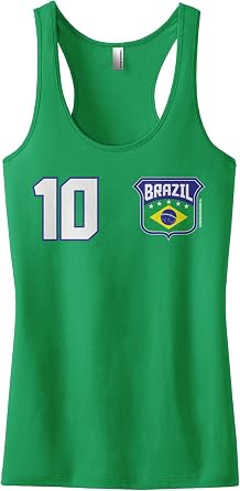 Threadrock Womens Brazil Shield & Number Racerback Tank Top