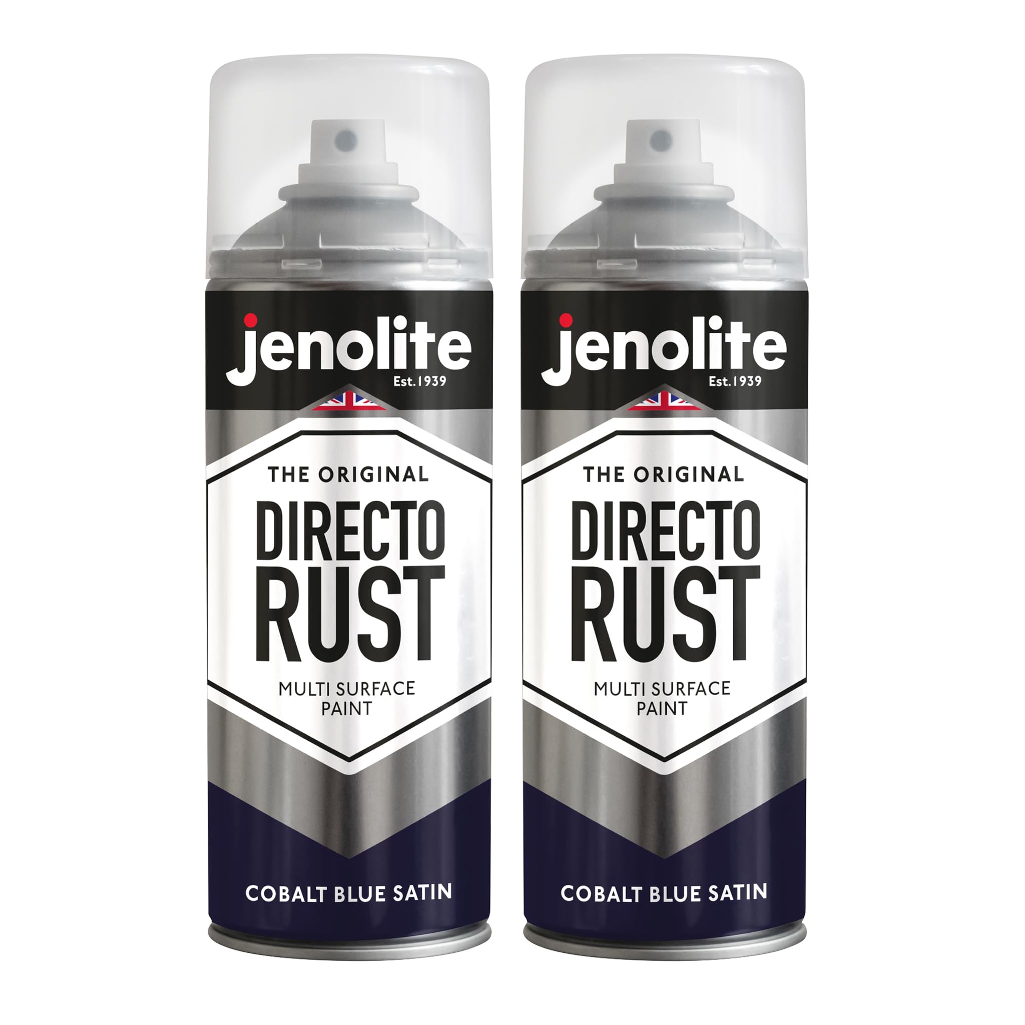 Jenolite Cobalt Blue Directorust Spray Paint Satin Finish | | 2 X 400Ml | Direct To Rust Spray Paint For Metal | All-In-One Multi Surface Paint For Metal, Wood, Plastic, Ceramic | Ral 5013