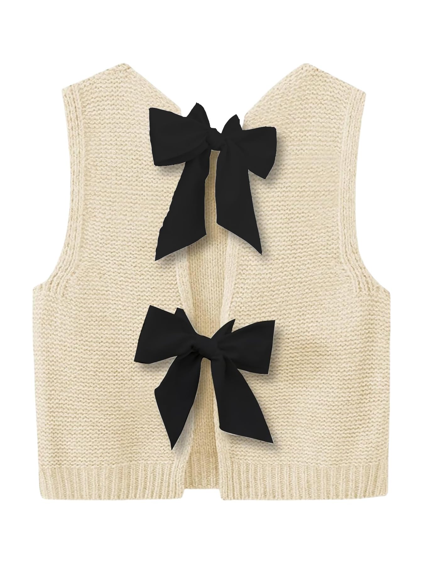 GORGLITTER Womens Cropped Sweater Vest Tie Back Bow Sleeveless Knit Crop Tank Tops Cute Dressy Casual Valentine Outfits
