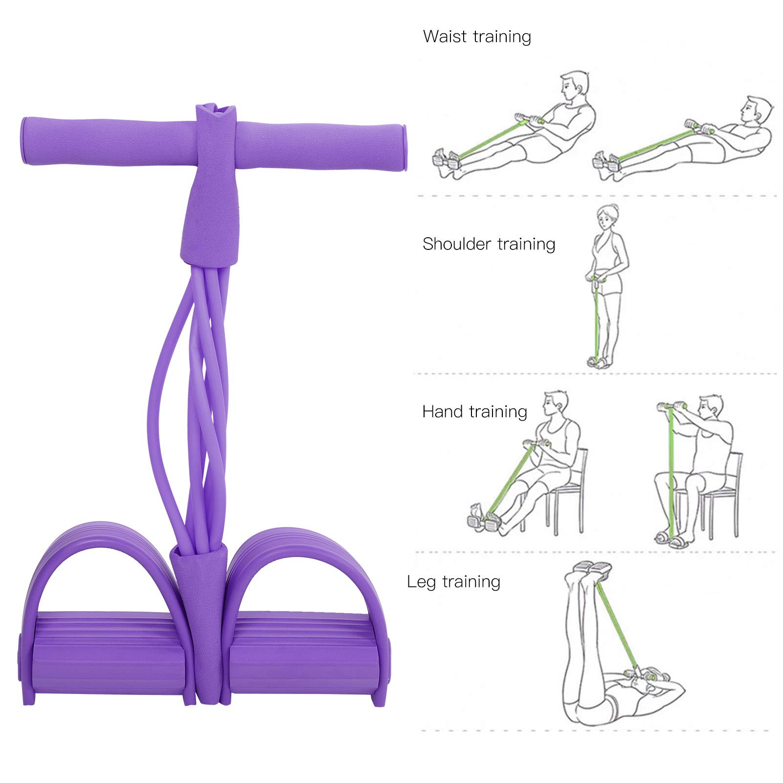 Lot De 4 Bandes De Résistance élastiques Pour Pédale, Entraînement Abdominaux, Yoga, étirements Et équipement De Fitness (violet