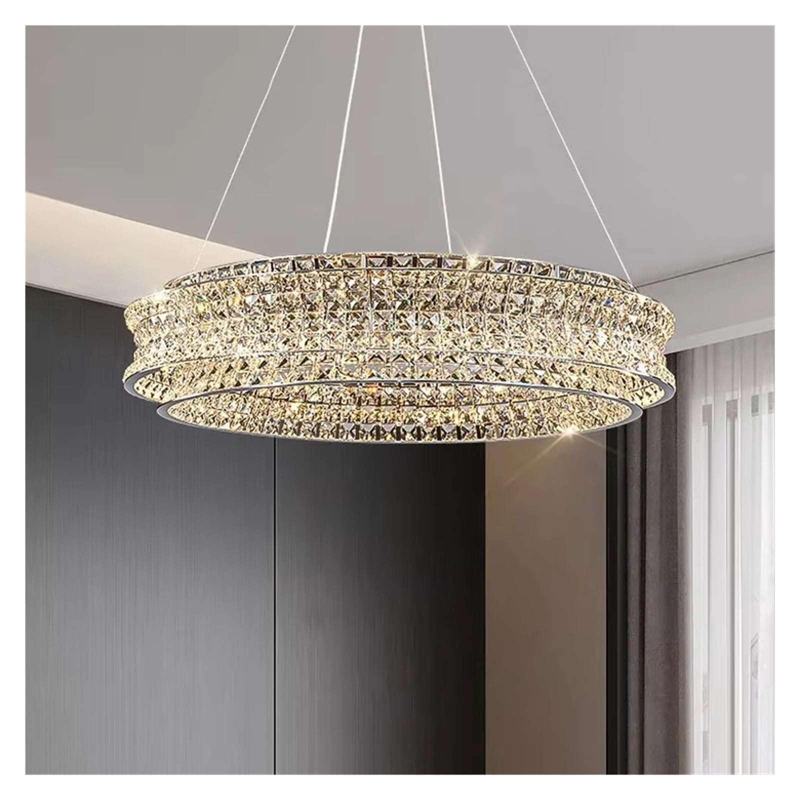 SXECAEPS Modern Luxury Crystal Chandeliers Home LED Lighting for Living Dining Room Lustre Decorate Indoor Ceiling Pendant Lights Fixture ﻿