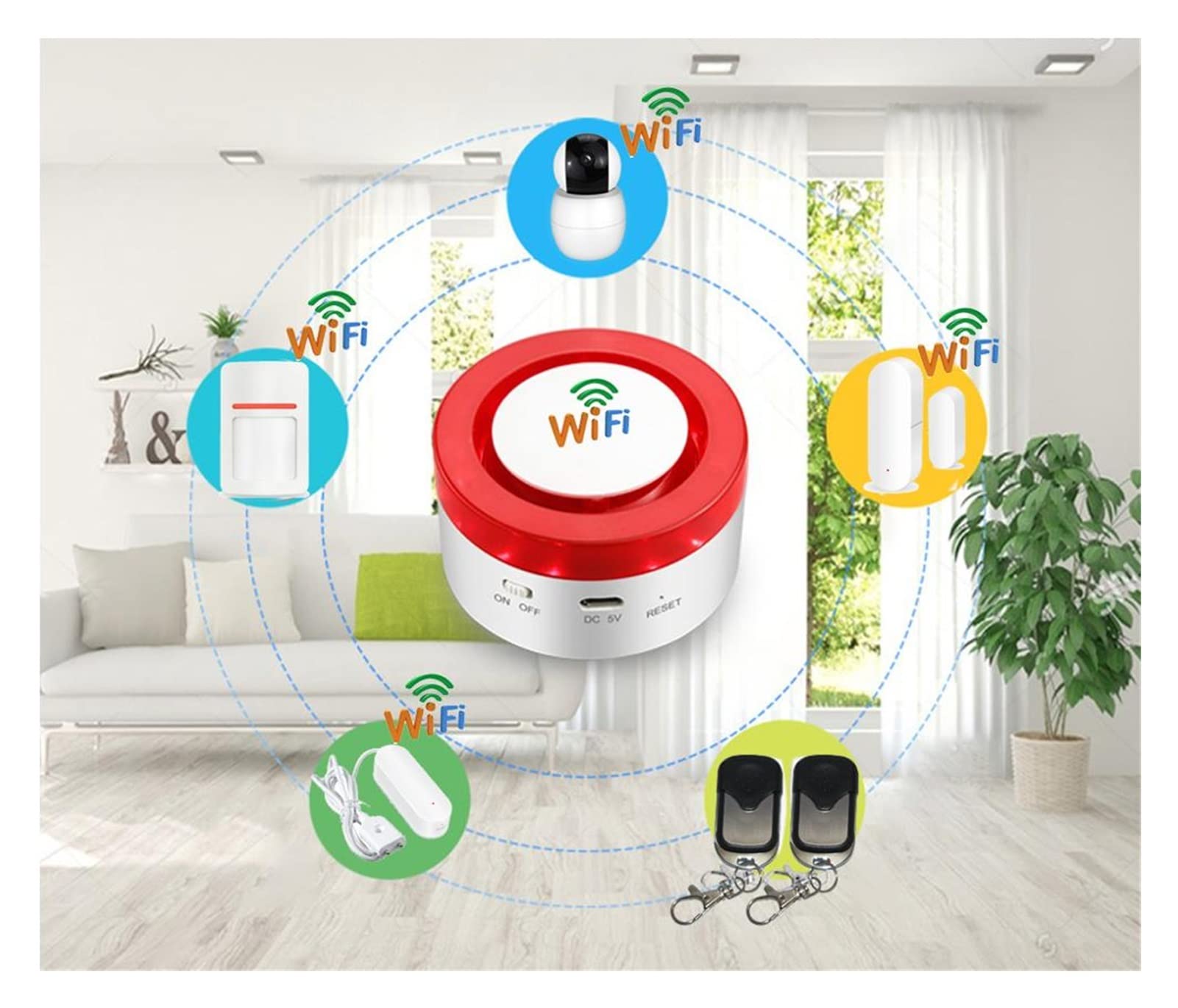 Válvula de agua inteligente Cierre la válvula de agua Wifi, sensor de agua WIFI con válvula de cierre automático Automatización de sirena inteligente Controlador de cierre de agua eléctrico Control