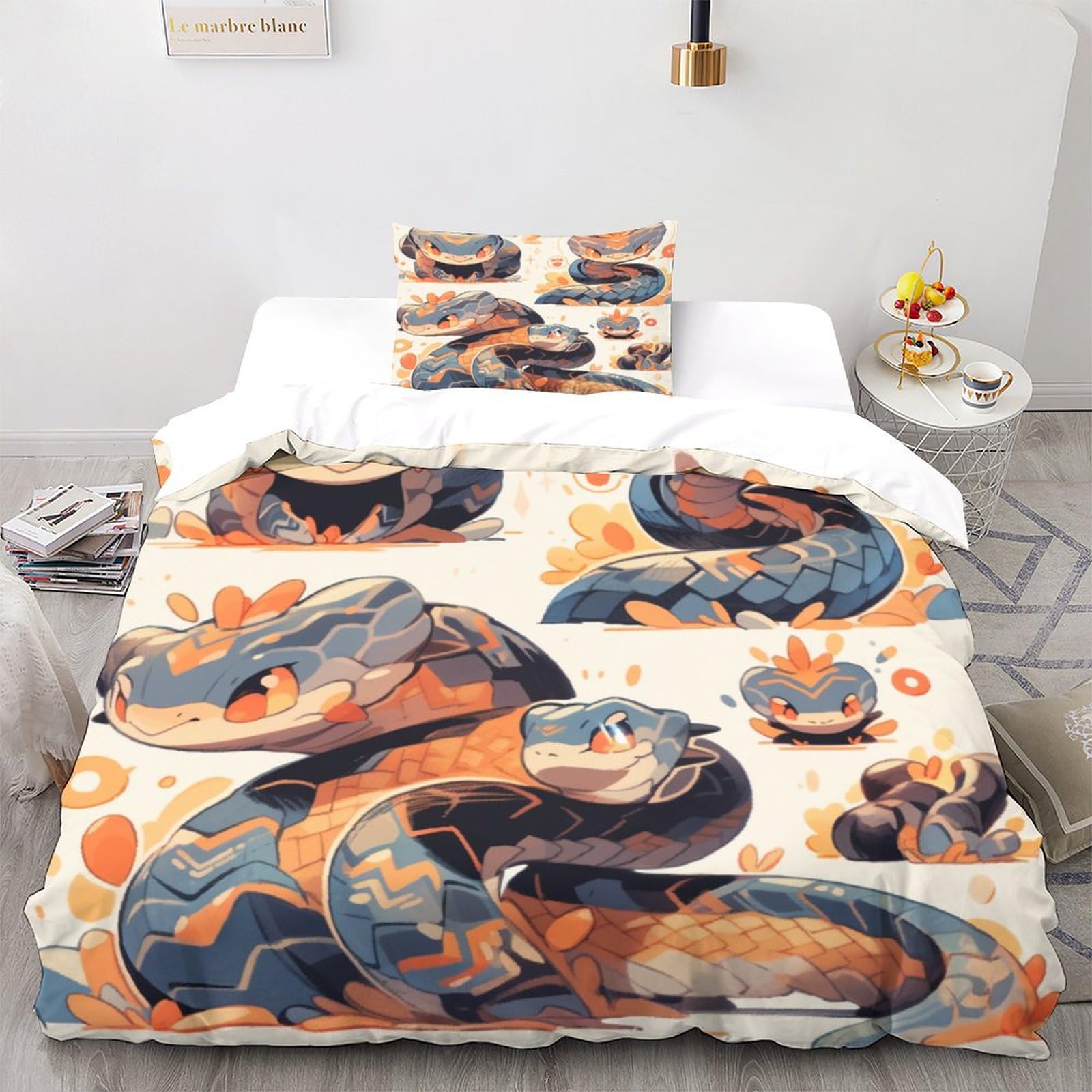 Ensemble de literie serpent 3D housse de couette finitions soignées