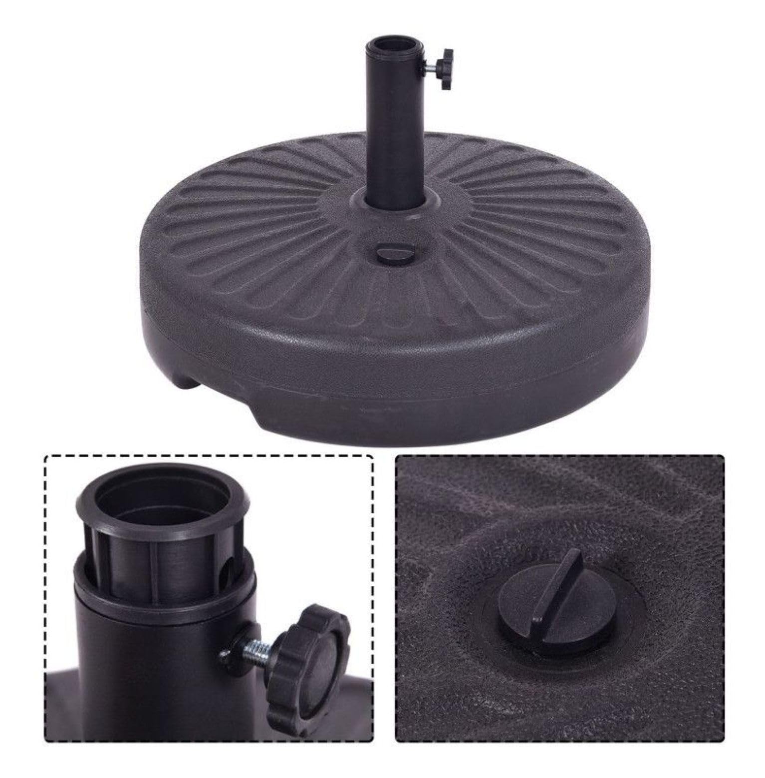 Podstawa parasola 50 cm, wytrzymały, stalowy, wypełniony wodą stojak na patio, ogród, taras, przy basenie, okrągły wspornik parasola 23 l, stabilny uchwyt na parasol zewnętrzny
