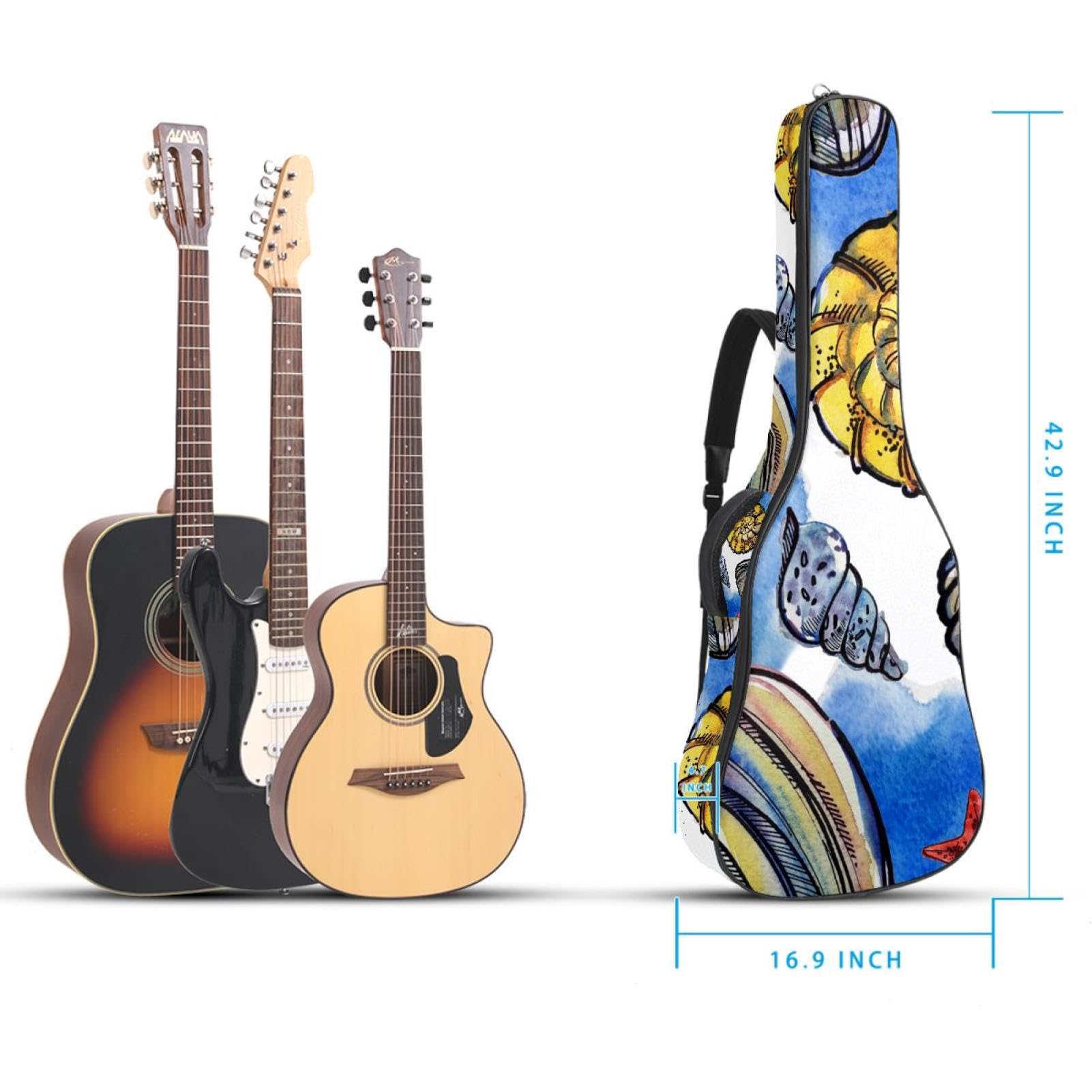 Torba na gitarę akustyczną Wodoodporny plecak na gitarę Gruba miękka wyściełana muszla Klasyczna obudowa na gitarę, wielobarwny, 42.9x16.9x4.7 in, Organizer do torby