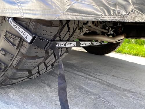 Miniatura 9 de Tecoom Funda de coche súper resistente de múltiples capas para todo tipo de clima, impermeable, resistente al viento, nieve, sol, lluvia, protección