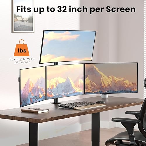 Miniatura 2 de Soporte para monitor cuádruple para 17-32 pulgadas, totalmente ajustable, resistente, soporte de escritorio con 4 brazos, carga máxima de 22 libras