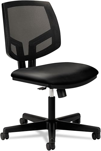 HON Volt - Silla de trabajo de cuero, silla de computadora con respaldo de malla para escritorio de oficina, color negro (H5713)