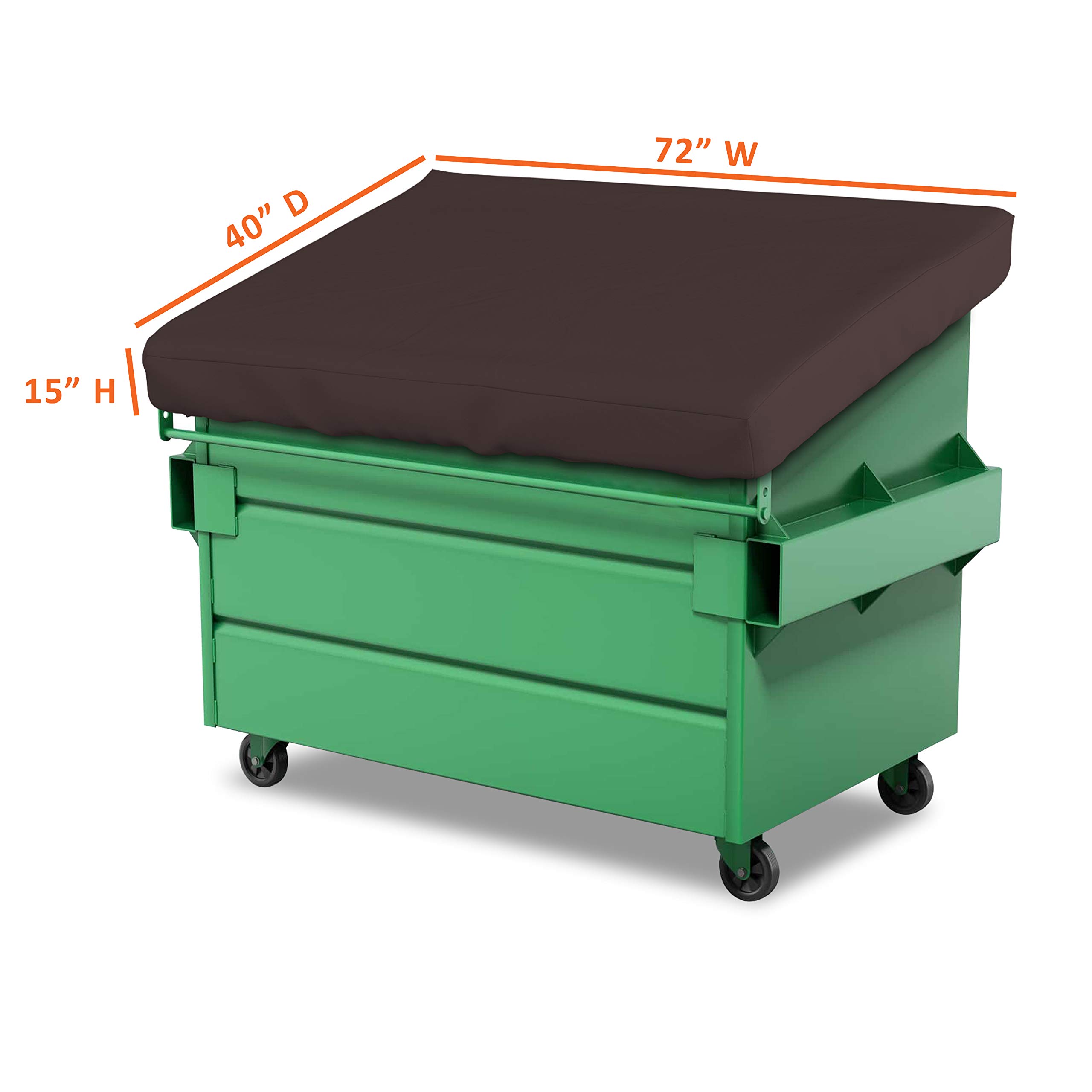 Dumpster Cover 18 Oz Waterproof - 100% Weather Resistant Garbage Can Top Cover with 4 Corner Elastic - Customize Patio Cover/Dumpster Tarp with Logo & Image (72