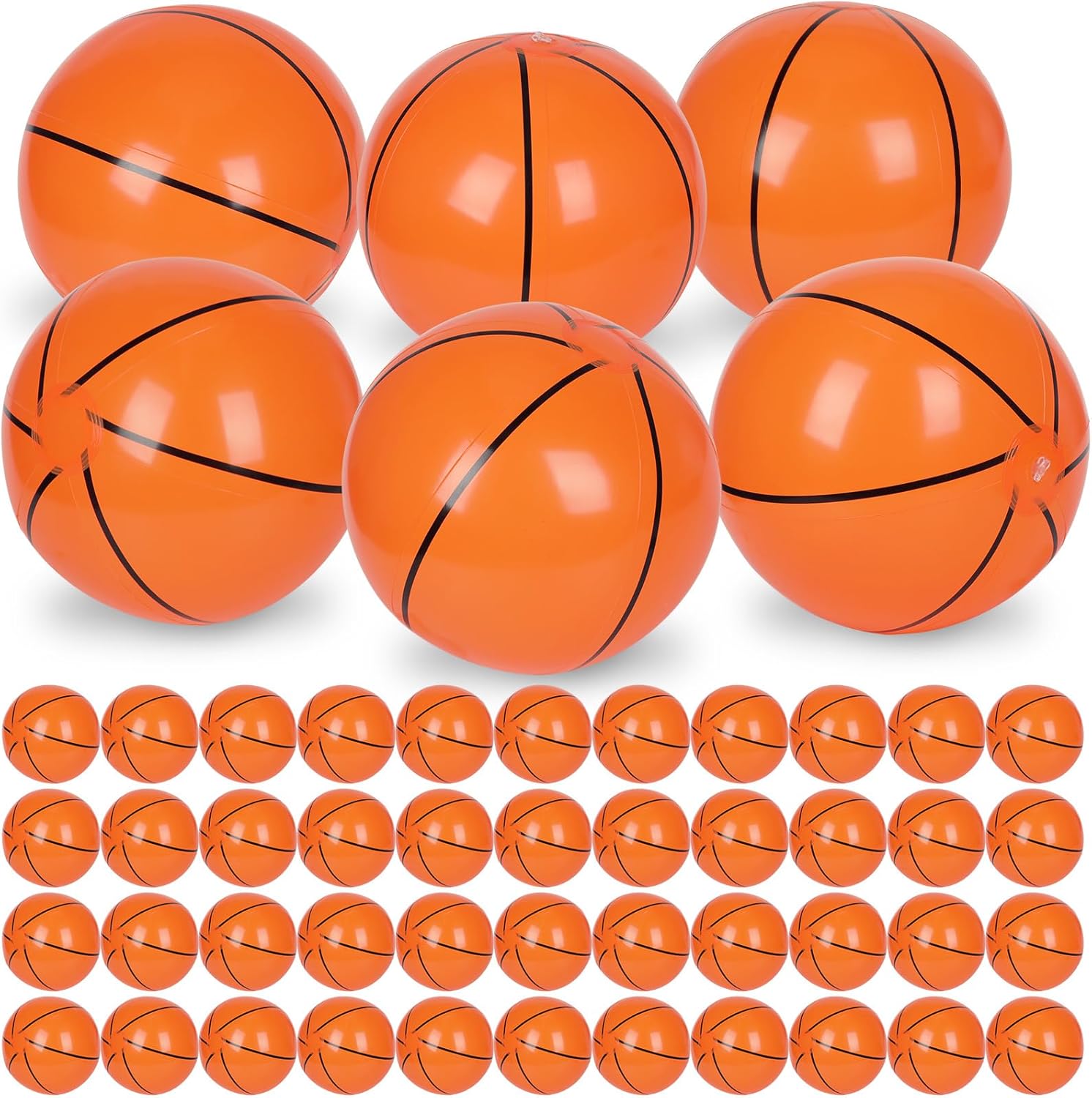 Mototo 60 Pack Inflatable Basketball Beach Balls 16 Inch Giant Blow up Basketball Inflatable Balls Bulk for Summer Swimming Pool Beach Game Goodie Bag Super Bowl Theme Sport Event Birthday Party Favor