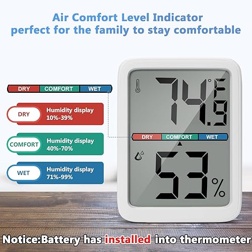 Miniatura 2 de Termómetro digital higrómetro, termómetro de habitación con pantalla LCD grande, termómetro de pared para interiores con alta precisión, adecuado