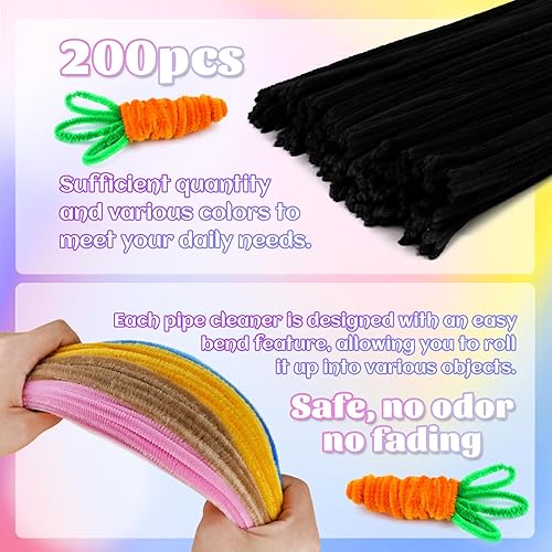 Miniatura 3 de 200 limpiapipas, suministros de limpieza de tuberías, tallos de felpilla con caja de almacenamiento transparente, limpiadores de tuberías azul claro