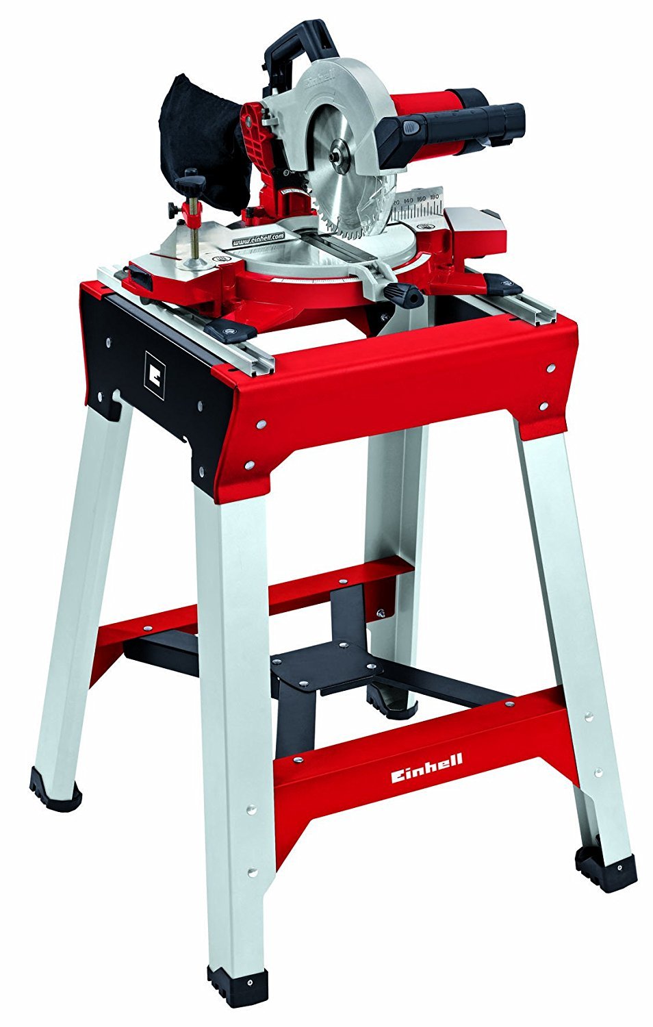 Einhell Scie à onglet radiale TC-MS 2112 (1600 W, Largeur de coupe maximale : 120 mm, Tête de scie inclinable, Sac à poussière et blocage de sécurité) VERSION KIT avec Piètement Universel