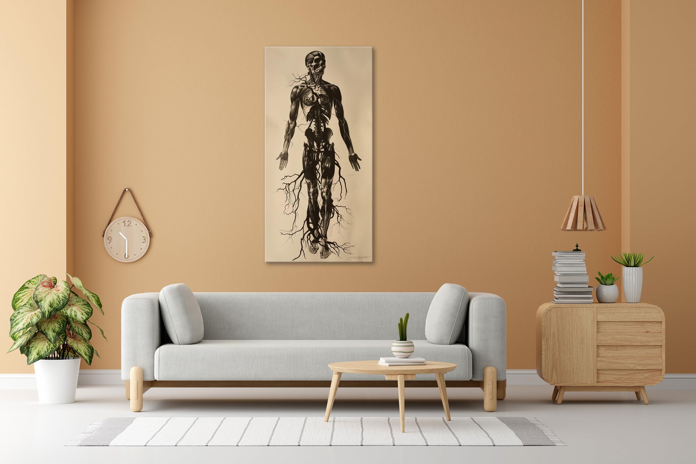 Leinwandbild Anatomische Eleganz in düsteren Linien Panorama 120x60cm XXL Kunstdruck Bild auf Keilrahmen/Wandbild/Wohnzimmer Dekoration