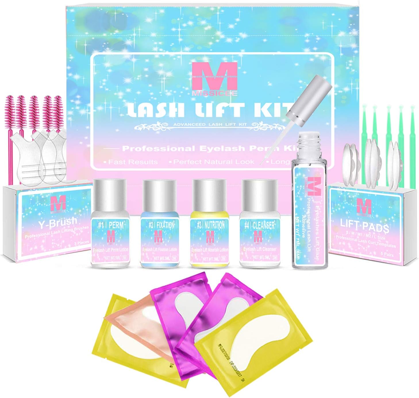 Lash Lift Kit, Missicee Eyelash Perm Kit Professional Eyelash Lash Extensions, Lash Curling, Semi-Permanent Curling Perming Wave, Long-lasting, Easy to Use, Suitable For Salon